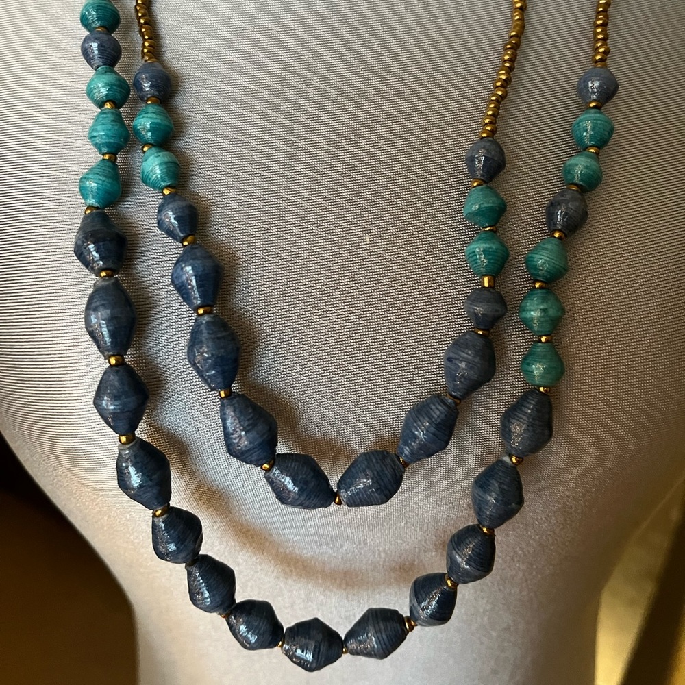 Vintage Teng Yue Rolled Paper Bead Necklaces (2)